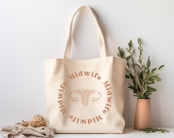 Bolsa de mano para partera, regalo para partera, bolsa de mano con diseño de útero