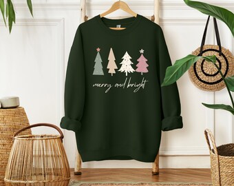 Suéter de árbol de Navidad, suéter alegre y brillante, linda sudadera navideña