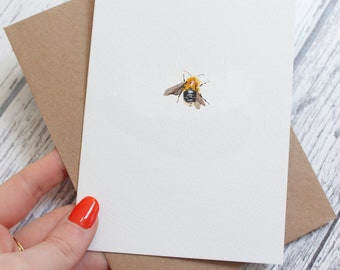 Bee Blank Greeting Card, Art Card, Illustration Card, Blank Cad, Nature Card, Wildlife Card, UK Nature,