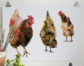 Chicken Collection Digital Art Print