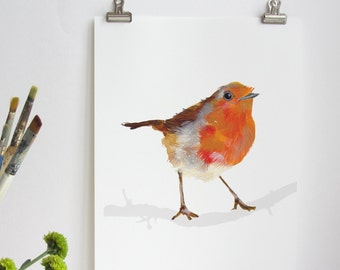 British Red Robin, Garden Bird A5 Wall Art Print