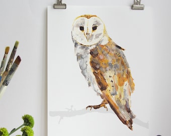 British Barn Owl Wildlife Art Print