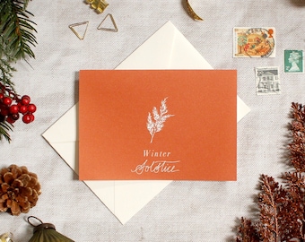 Tarjeta de Navidad, Solsticio de Invierno, Florales de Temporada, Tarjetas de Navidad Tradicionales, Tarjetas para Amigos, Florales de Navidad, Tarjetas Navideñas