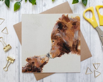 Two Brown Bears Birthday Card, Fathers Day Card, Anniversary Card, Animal Card, Brown Bears, Friendship Card