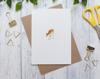 Deer Card, Nature Blank Greeting Card, Forest Animal, A6, Greeting Card, British Nature, Wildlife, Watercolour Illustration