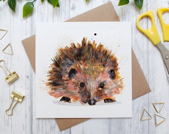 Hedgehog Wildlife and British Nature Blank Greeting Card