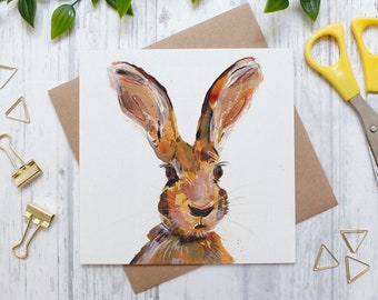 Hare Blank Easter Greeting Card, British Countryside and Wildlife, Animal Greeting Card, Hoppy Easter, Spring Card, Wildlife Card