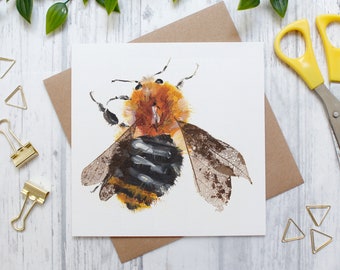 Bumblebee Greeting Card, Nature Card, Wildlife Card, Bumblebee Stationery, Birthday Card, Bumblebee Gift, Watercolour Card, British Wildlife