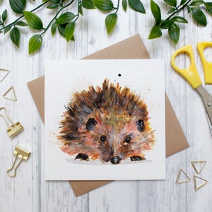 Hedgehog Wildlife and British Nature Blank Greeting Card