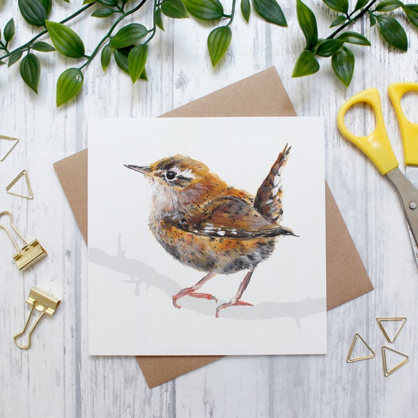 Wren British Garden Bird Blank Greeting Card, Wildlife Card, Wildlife Gift, Wren Card, Wren Gift, Wildlife Stationery, British Birds Gift