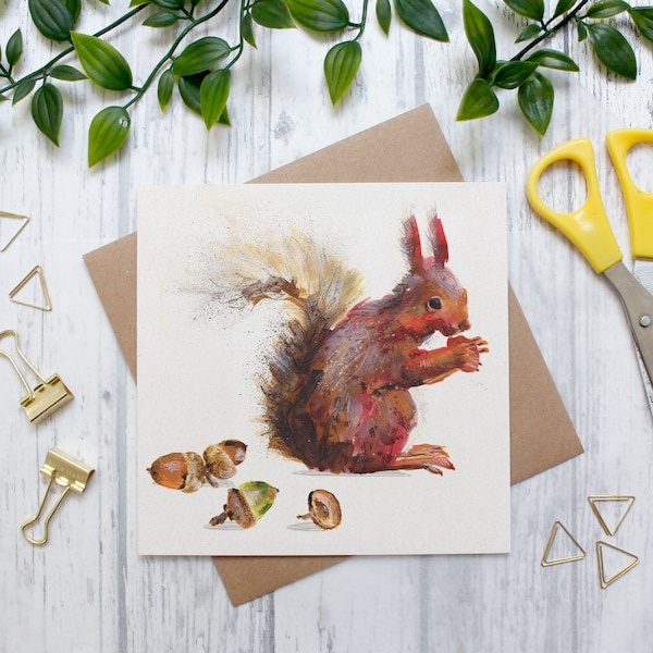 British Red Squirrel, Countryside Animal Wildlife, Blank Greetings Card, Wildlife card, Wildlife Gift, Wildlife Stationery