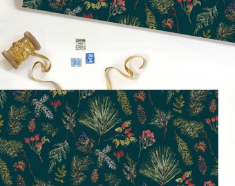 Dark Floral Christmas Wrapping Paper