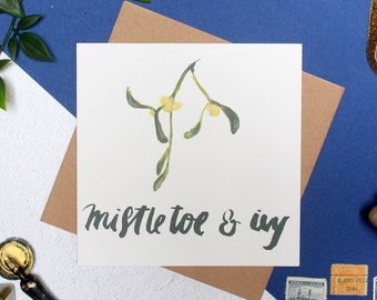 Mistletoe Ivy Christmas Card - Christmas greeting card - Holiday cards - Festive cards - Christmas gift - Merry Christmas - Winter wedding