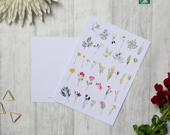 Floral Art Postcard, Postcard Sets, Wildflower Postcards, Wildflower Cards, Wedding Stationery, Stationery Gifts, Wedding Postcards