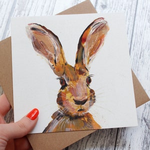 Hare Blank Easter Greeting Card, British Countryside and Wildlife, Animal Greeting Card, Hoppy Easter, Spring Card, Wildlife Card image 2