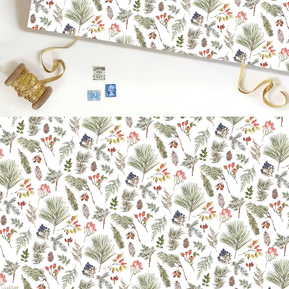 Christmas Floral Wrapping Paper, Christmas Gift Wrap, Floral Gift Wrap,  Christmas Florals, Botanical Gift Wrap, Gift Wrap Sheets, Wrapping 