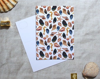 Shell pattern art postcards, postcard set, A6 postcard, seashell gift, stationery gifts