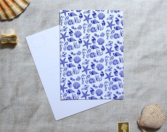 Seashell pattern postcard, art postcards, A6 postcards, postcard sets, seashell gift, stationery gifts