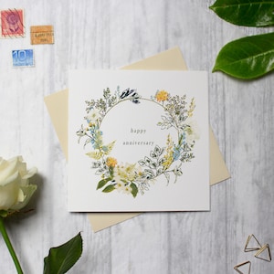 Carte de voeux vierge d'anniversaire, carte de voeux florale, carte de fleurs sauvages, carte de fleurs de prairie, carte vierge florale, joyeux anniversaire