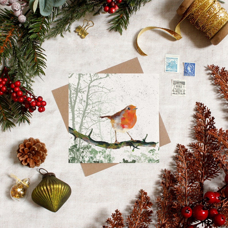 Robin Christmas card Holiday cards Christmas card set Seasonal Cards Robin Gifts Christmas gifts Winter cards Country Cards image 1