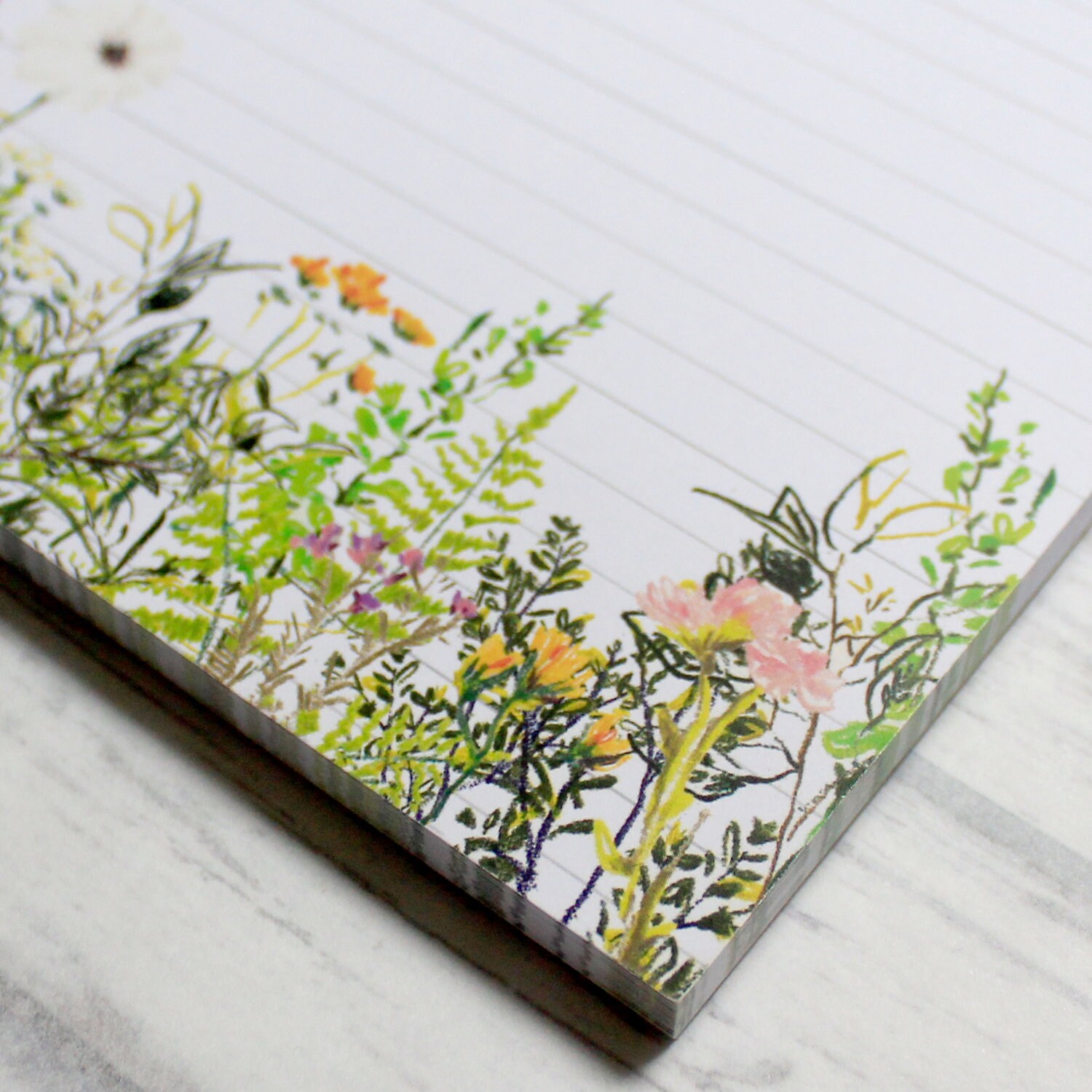 Floral A5 Lined Notepad Desk Pad Writing Pad Stationery Etsy