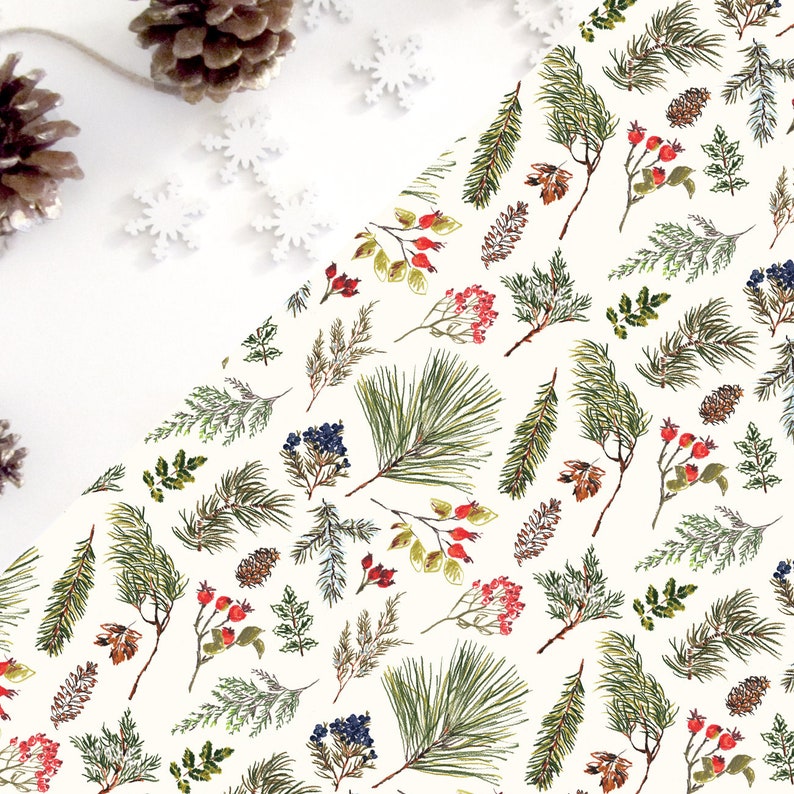 Christmas Floral Wrapping Paper Christmas Gift Wrap Floral Etsy
