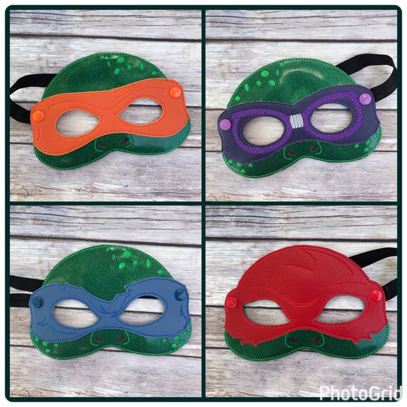 1/"-3/" Tmnt teenage mutant ninja turtles face set heat transfer iron on