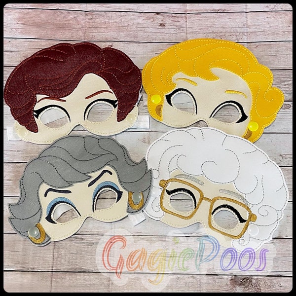 Golden Friends Squad Goals Costume Mask. Premium quality vinyl Halloween Mask for dress up and pretend play. Adult size. Cosplay