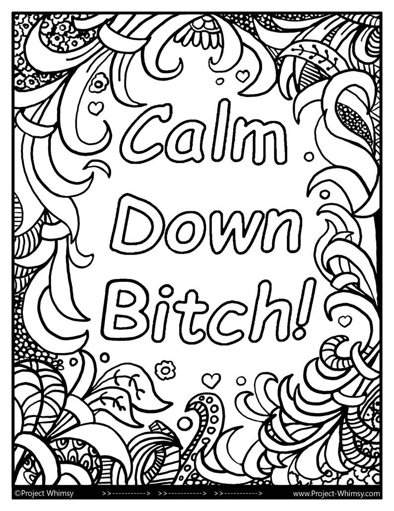 Download Calm Down Bitch Adult Coloring Book Instant Download | Etsy