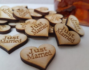Ginger Ray Heart Wooden Confetti Just Married