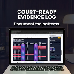 Legal Evidence Log & Custody Binder | Incident Report Form | Visitation Tracker | Court Documentation | Google Sheets