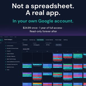 Co-Parenting Tracker & Custody Log App | Schedule, Expenses, Communication | Lives in Your Google Account | 1-Year License