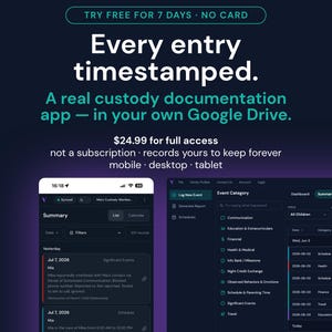 Co Parenting Journal & Custody Documentation App | Incident Tracker, Audit Trail, PDF Export | Stays in Your Google Drive