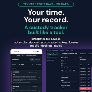Single Dad Custody Tracker & Co-Parenting Log | Track Your Time, Communications, Expenses | Lives in Your Google Account