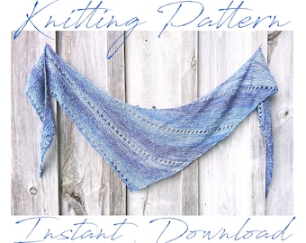 Lace Shawl Knitting Pattern, Wrap, Dreamy Blue Skies Shawlette, Afghan, PDF Pattern - Instant Download