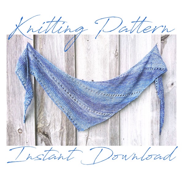 Lace Shawl Knitting Pattern, Wrap, Dreamy Blue Skies Shawlette, Afghan, PDF Pattern - Instant Download