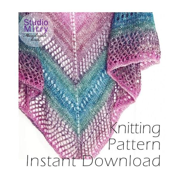 Lace Shawl Knitting Pattern, Dragonfly Amber Shawlette, Wrap, Afghan, PDF Pattern - Instant Download