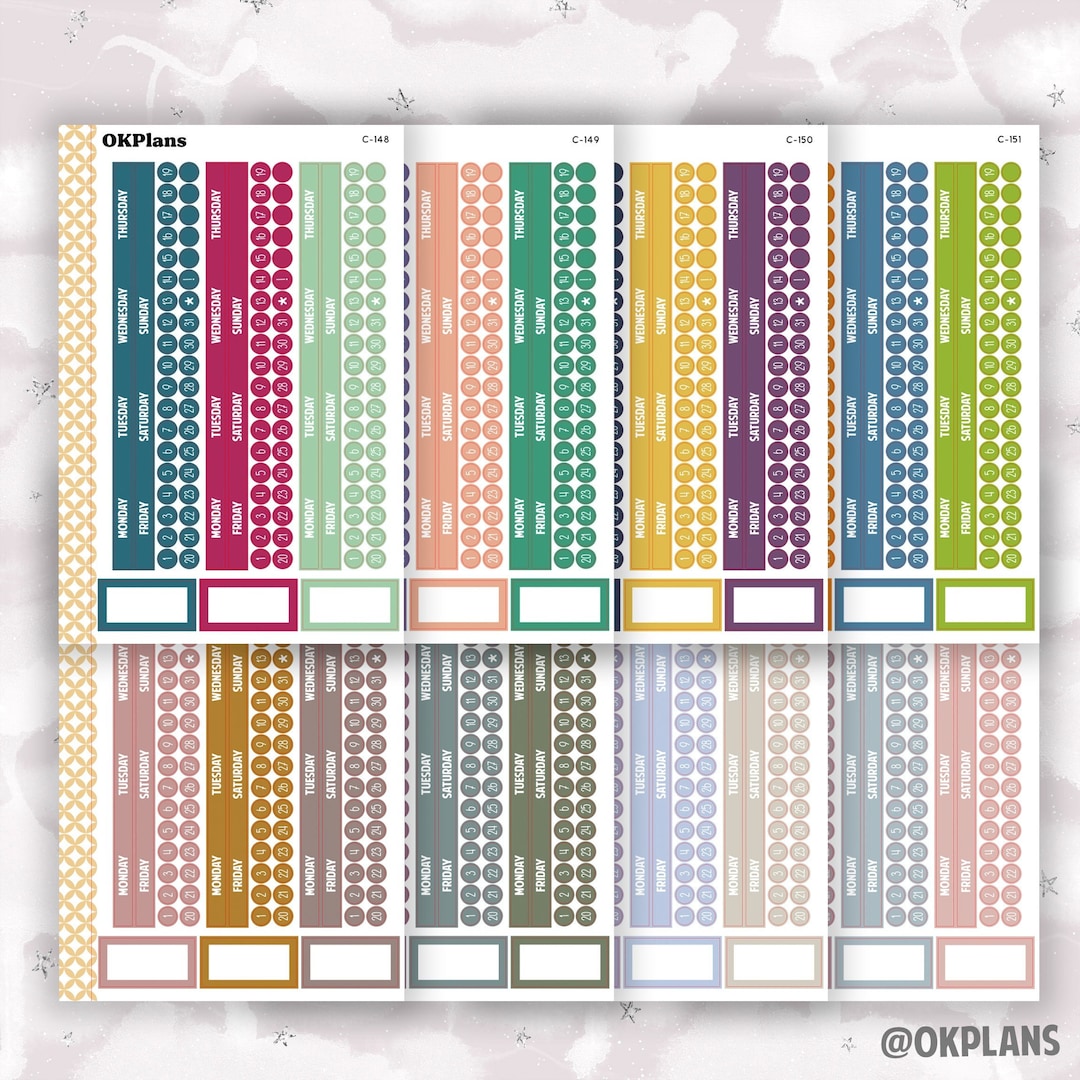 月ページ 月曜スタートの月刊ストリップ // EC 7x9 デイリーデュオ - Etsy 日本