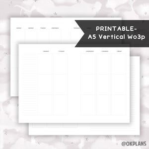 A5 Pionowy Planer Wo3p // Pobieranie cyfrowe // Papier do pisania, Szablon notatki do nauki, Robienie notatek z wykładów