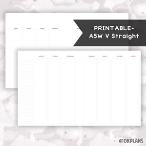 A5Wide Pionowy prosty planer // Pobieranie cyfrowe // Papier do pisania, Szablon notatki do nauki, Robienie notatek z wykładów