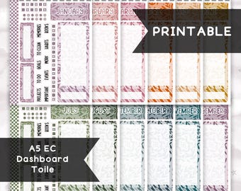 A5 EC Toile Monthly Dashboard // Printable // Functional