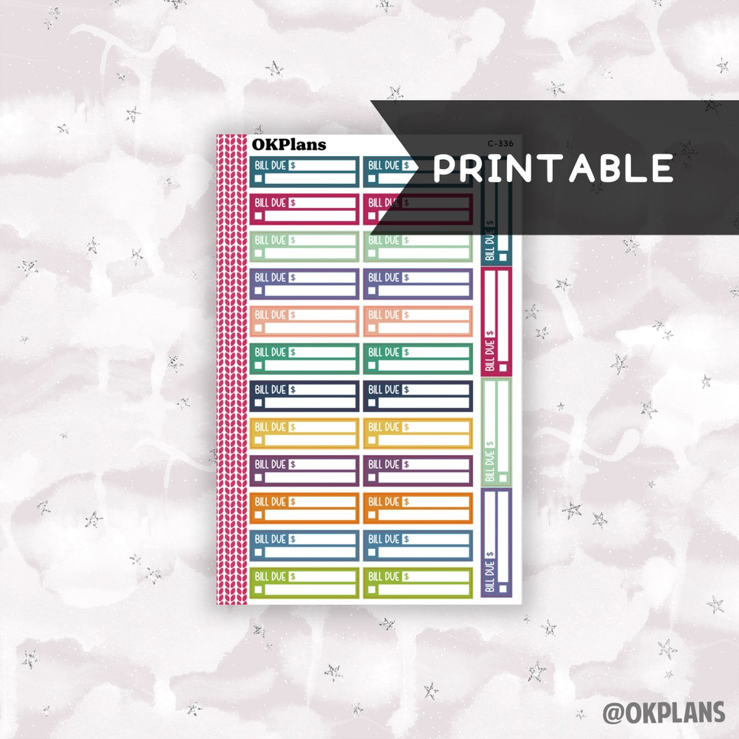 8.5x11 Bill Due Labels // Printable // EC Multi // C-336 // Multicolor ...