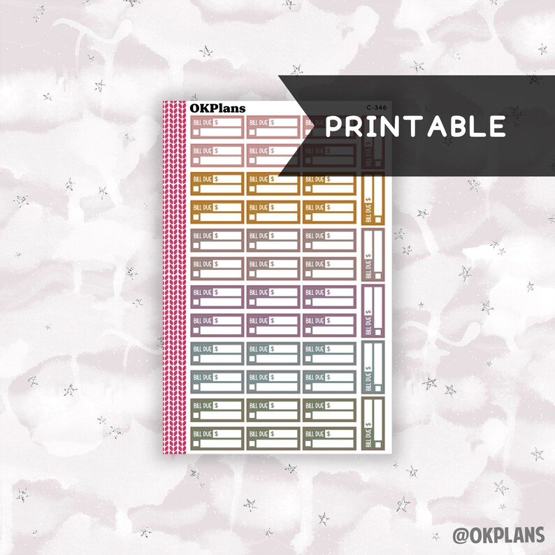 A5 Bill Due Labels // Printable // Bold Blooms // C-346 // Multicolor ...