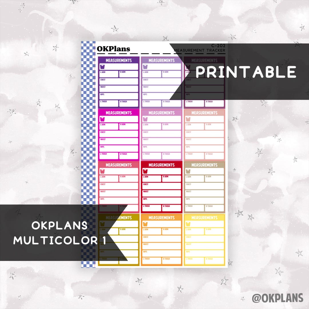 Measurement Tracker // Printable // Multicolor 1 // C-202 // Multicolor ...