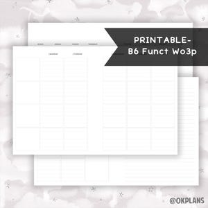 B6 Funkcjonalny Planer Wo3p // Pobieranie cyfrowe // Papier do pisania, Szablon notatki do nauki, Robienie notatek z wykładów