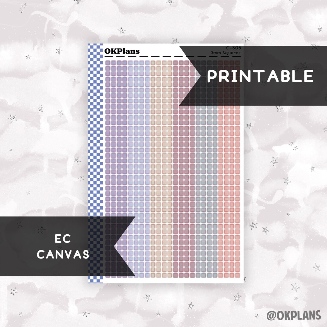 3mm Squares // Canvas // Printable // C-305 // Multicolor Functional - Etsy