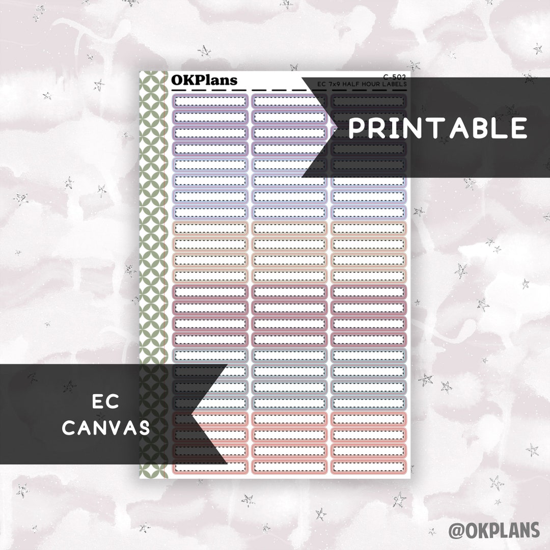 Half Hour 7x9 EC Dash Labels // EC Canvas // Printable // C-502 ...