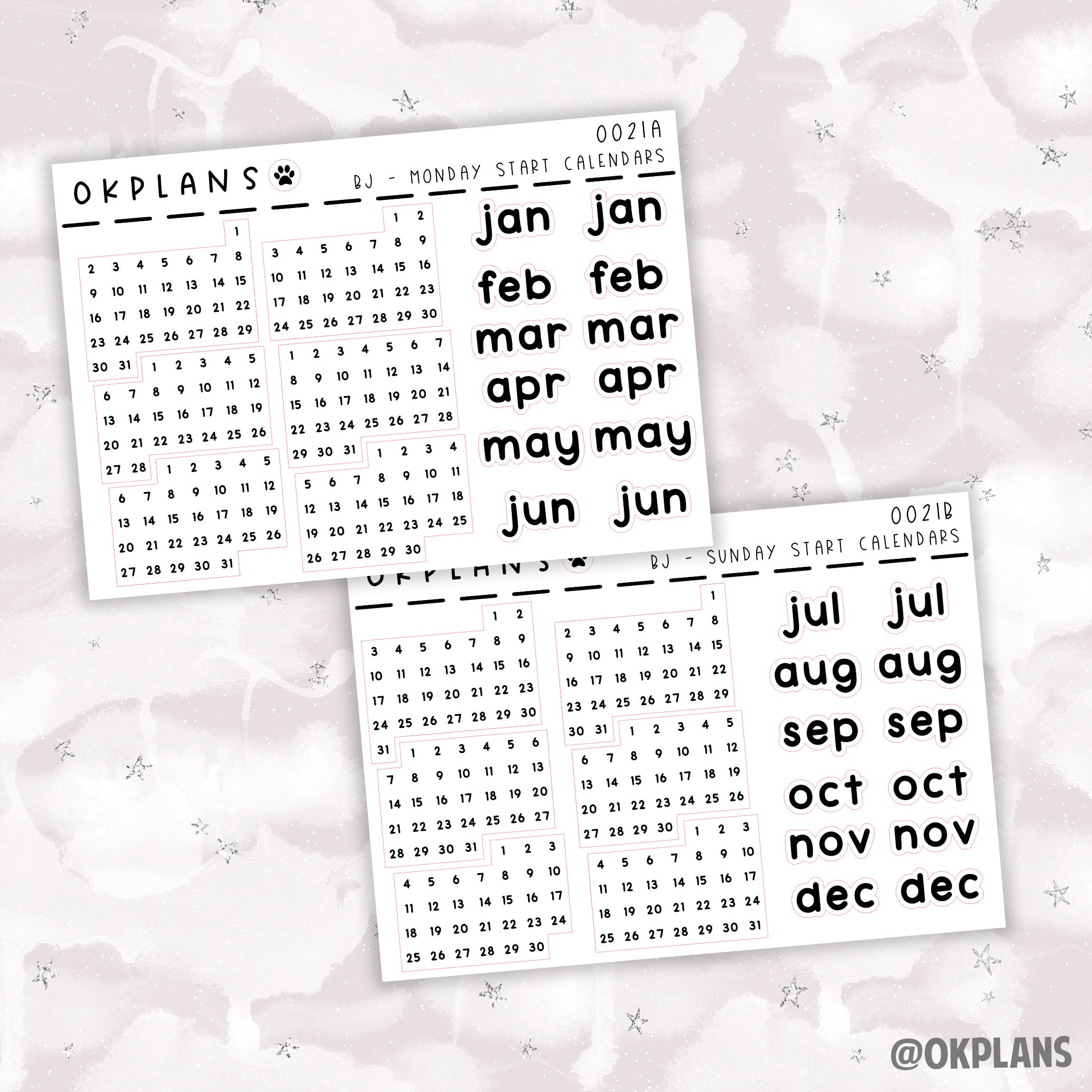Medium Date Number Stickers for Planners, Organizers and Bullet Journals.  College Planner. 8 Fonts to Choose From H523 