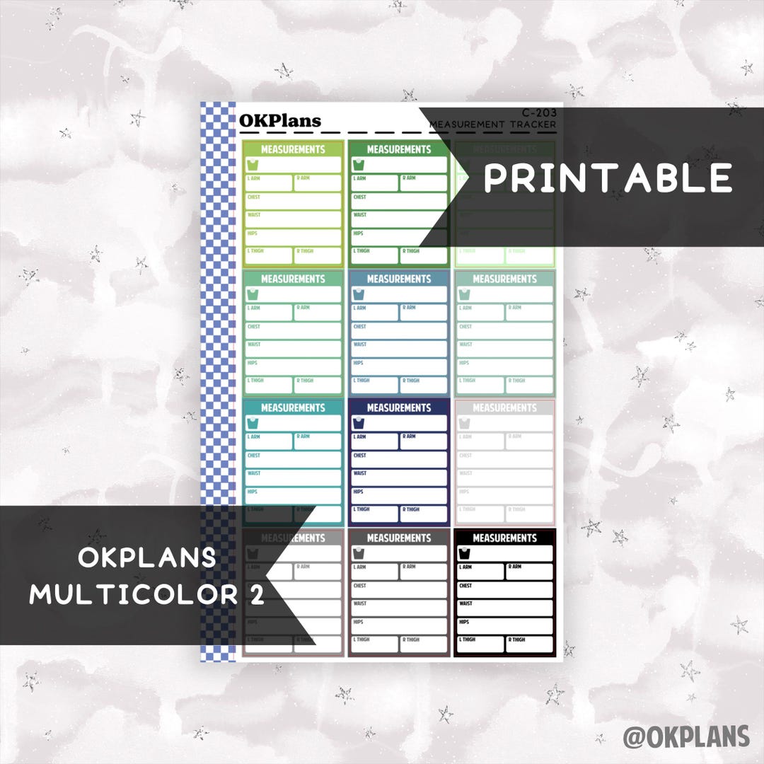 Measurement Tracker // Printable // Multicolor 2 // C-203 // Multicolor ...