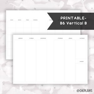 B6 Pionowy B Planner // Pobieranie cyfrowe // Papier do pisania, Szablon notatki do nauki, Robienie notatek z wykładów
